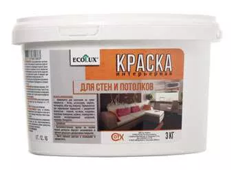 Краска ИНТЕРЬЕРНАЯ 14,0кг для стен и потолков ECOLUX